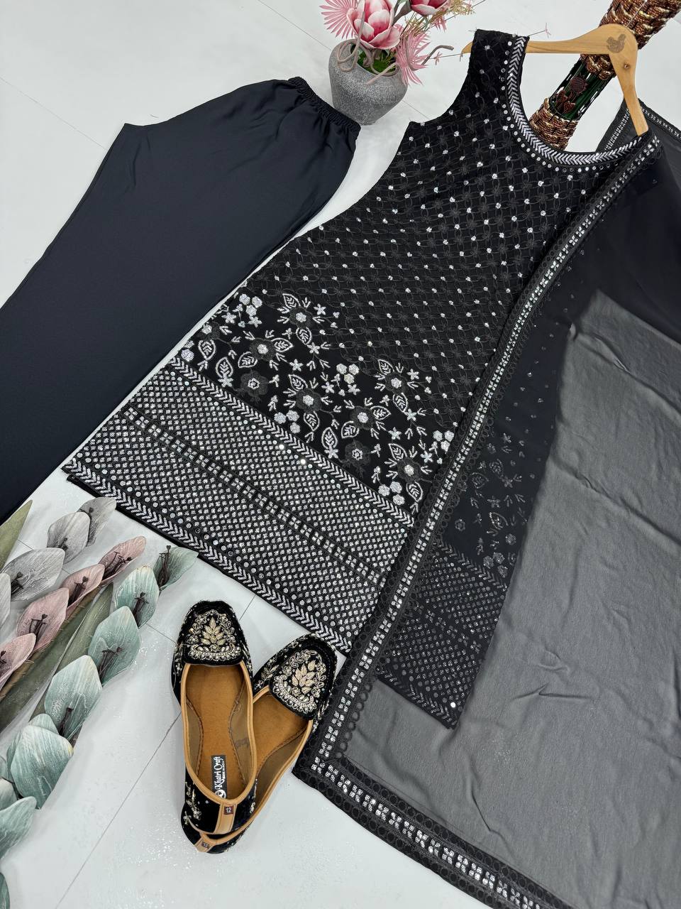 Gorgeous Black Color Embroidered Designer Salwar Suit