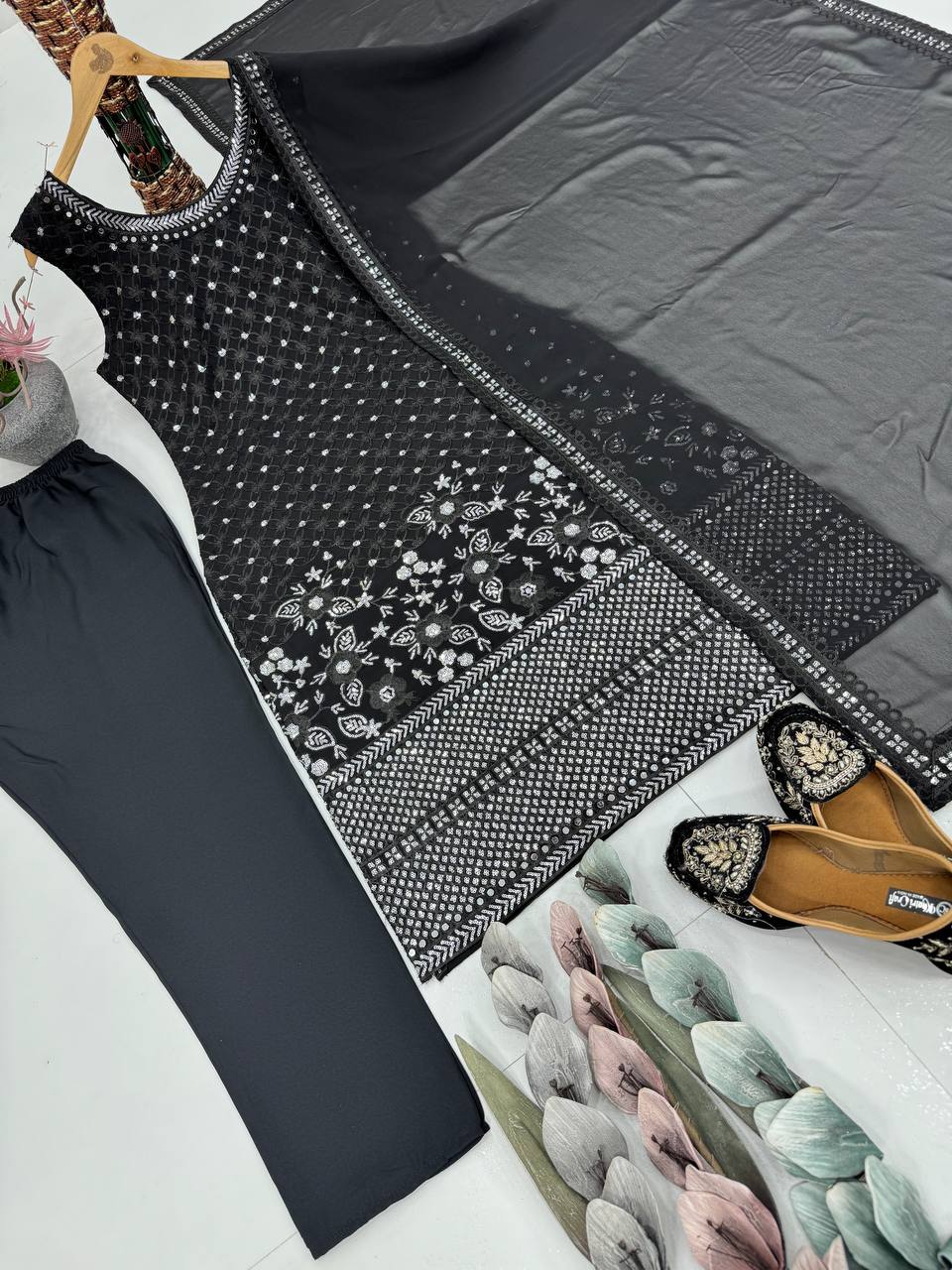 Gorgeous Black Color Embroidered Designer Salwar Suit