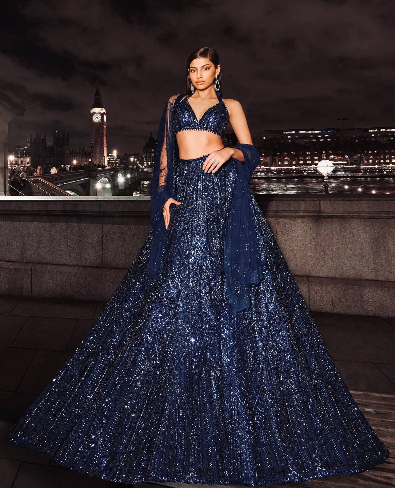 Reception Wear Navy Blue Color Designer Heavy Lehenga Choli