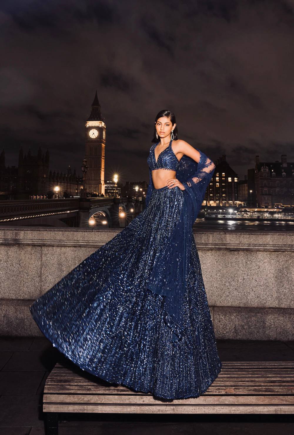 Reception Wear Navy Blue Color Designer Heavy Lehenga Choli