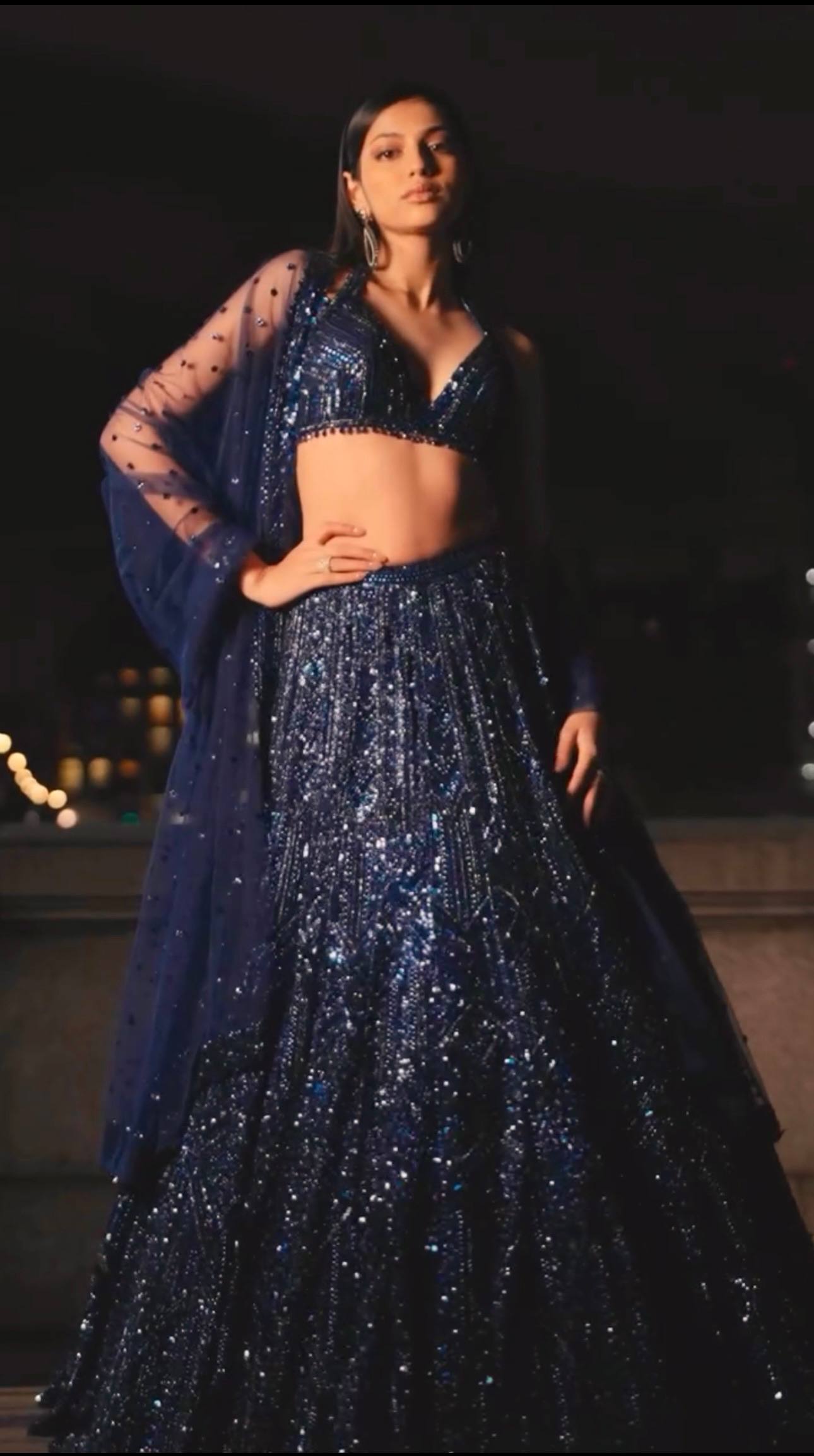 Reception Wear Navy Blue Color Designer Heavy Lehenga Choli