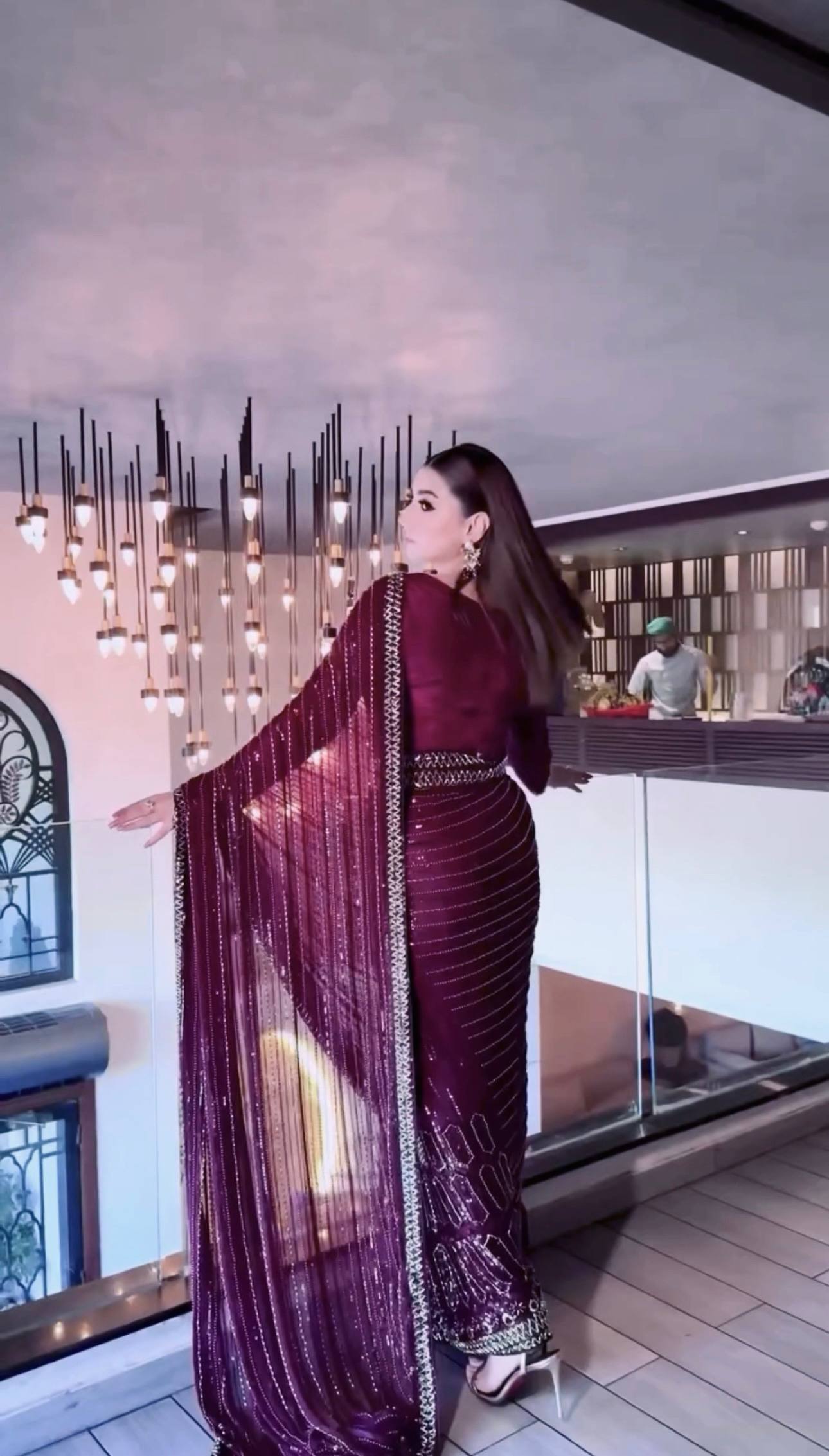 Wedding Wear Wine Color Sequins Work Designer Saree