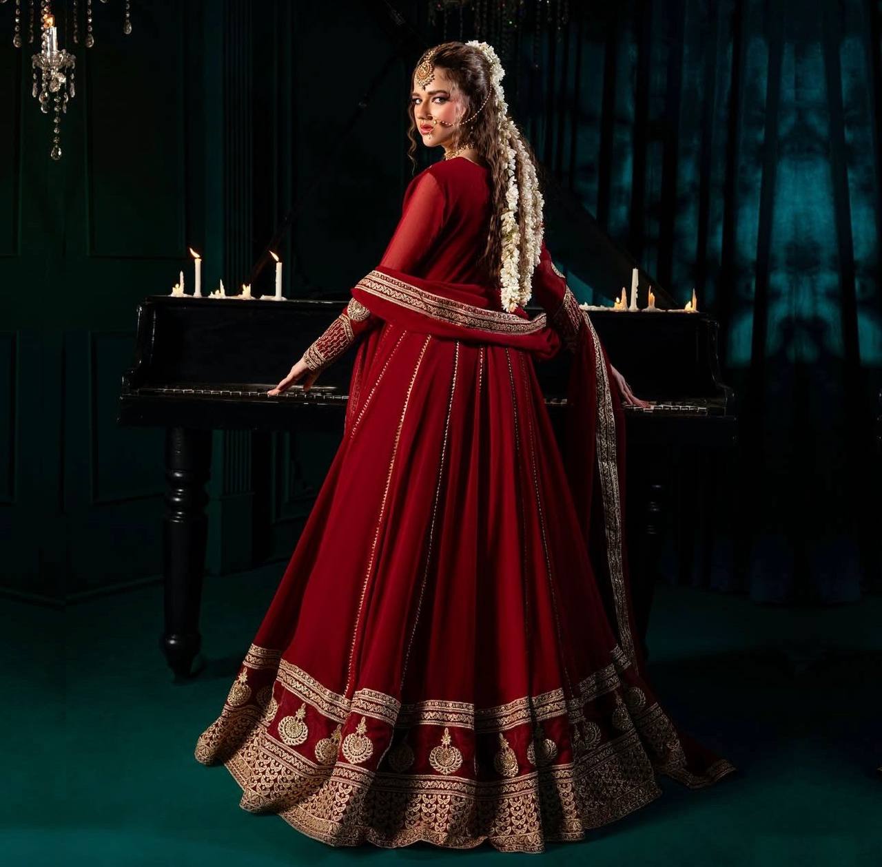 Wedding Wear Maroon Color Embroidery With Sequins Work Anarkali Set