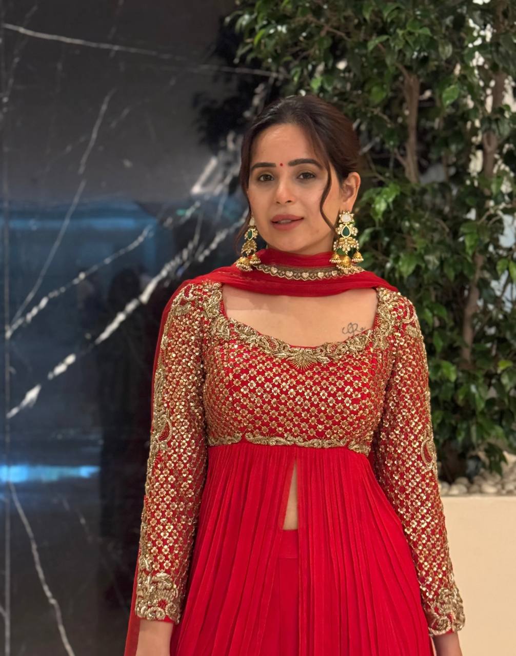 Function Wear Red Color Georgette Kediya Sharara Set With Dupatta