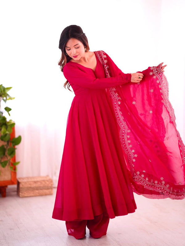 Designer Party Wear Look Pink Color Heavy Fandy Silk Gown