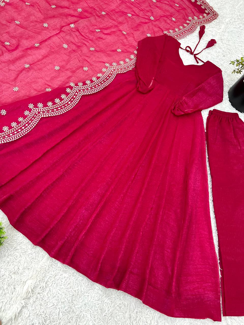 Designer Party Wear Look Pink Color Heavy Fandy Silk Gown