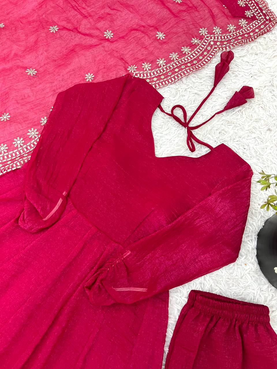 Designer Party Wear Look Pink Color Heavy Fandy Silk Gown