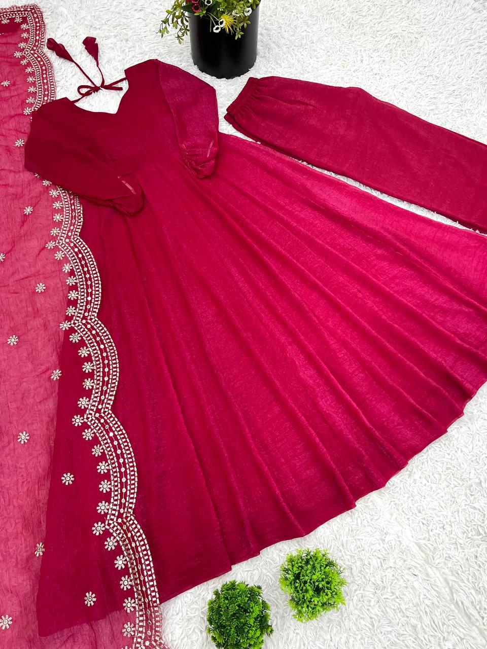 Designer Party Wear Look Pink Color Heavy Fandy Silk Gown