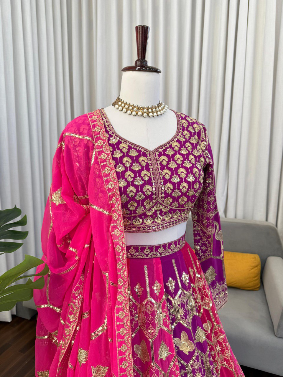 Weddings Wear Pink Georgette Designer Lehenga Choli Set