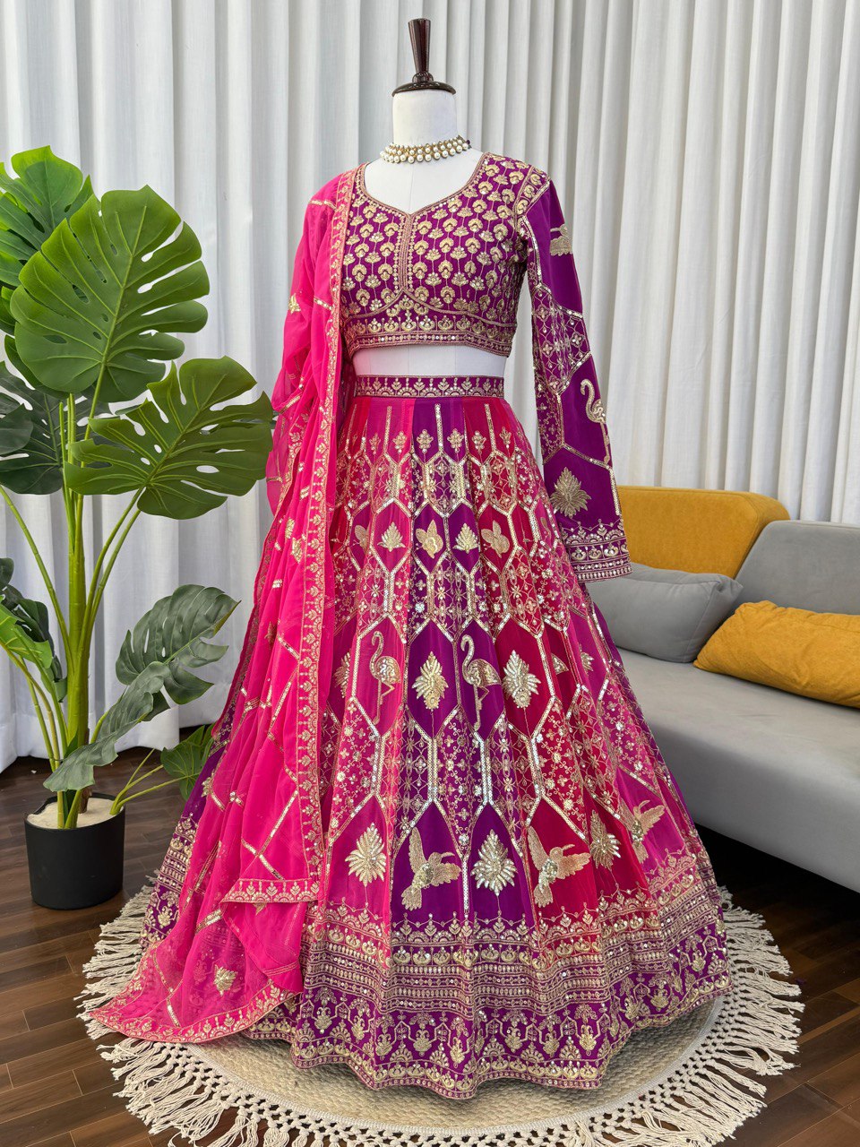 Weddings Wear Pink Georgette Designer Lehenga Choli Set