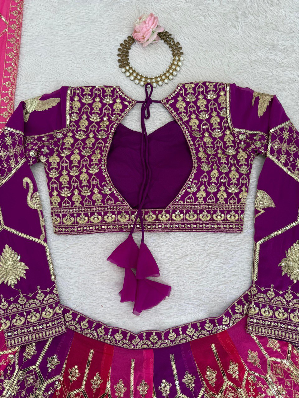 Weddings Wear Pink Georgette Designer Lehenga Choli Set