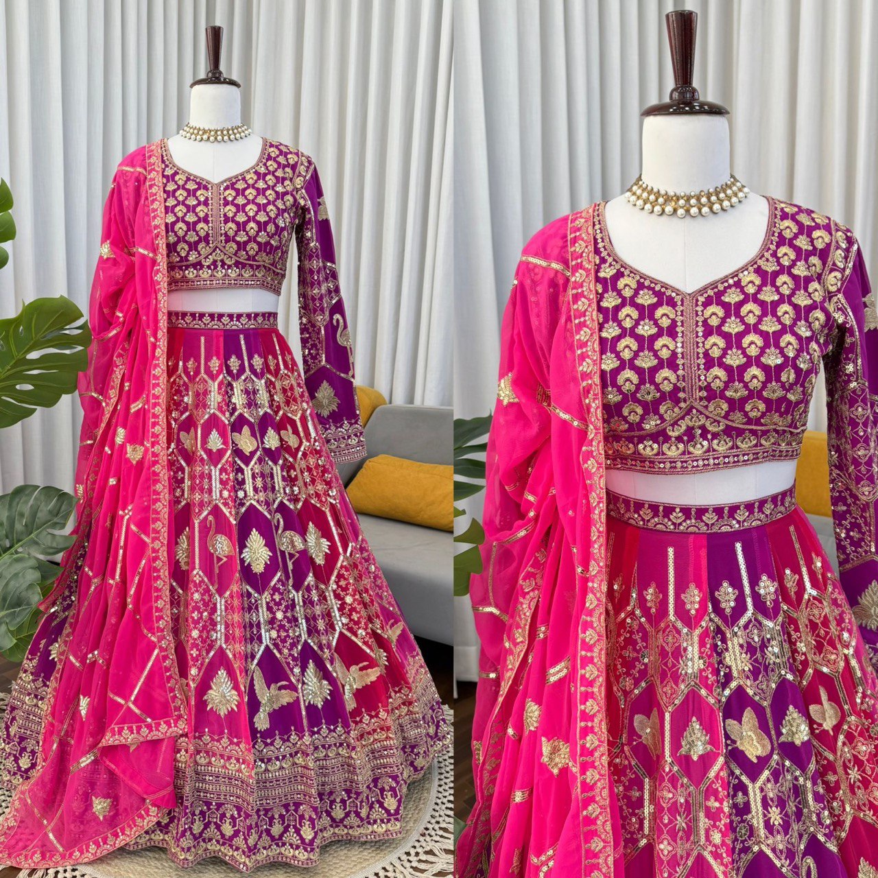Weddings Wear Pink Georgette Designer Lehenga Choli Set