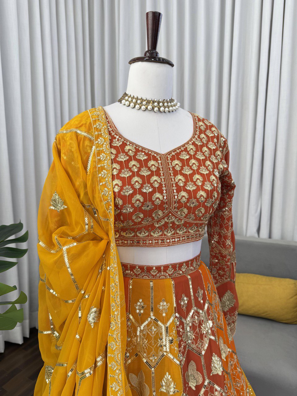 Weddings Wear Musatrd Georgette Designer Lehenga Choli Set