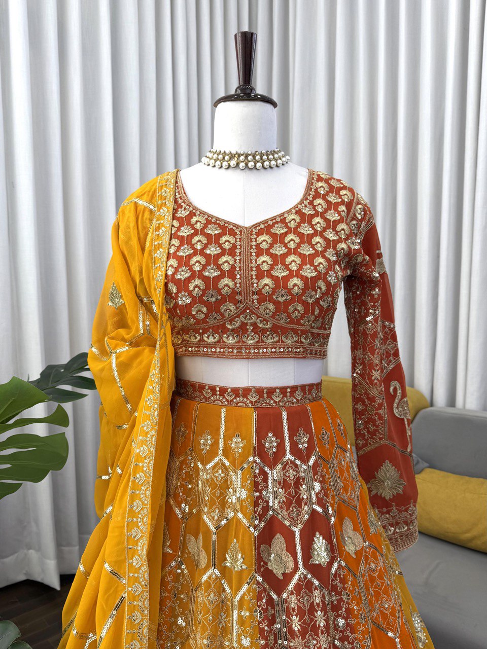 Weddings Wear Musatrd Georgette Designer Lehenga Choli Set