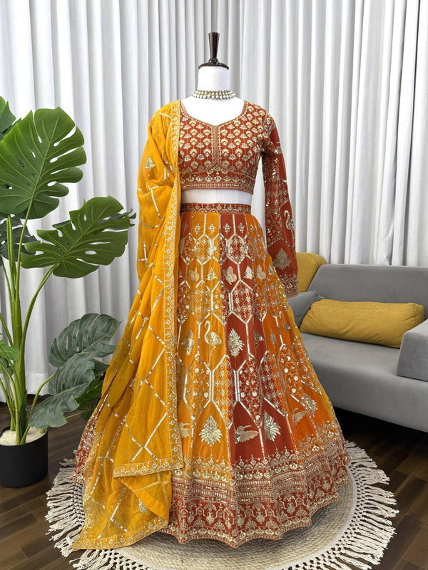 Weddings Wear Musatrd Georgette Designer Lehenga Choli Set