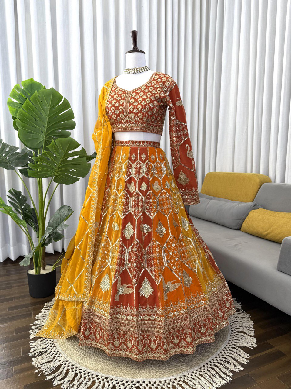 Weddings Wear Musatrd Georgette Designer Lehenga Choli Set