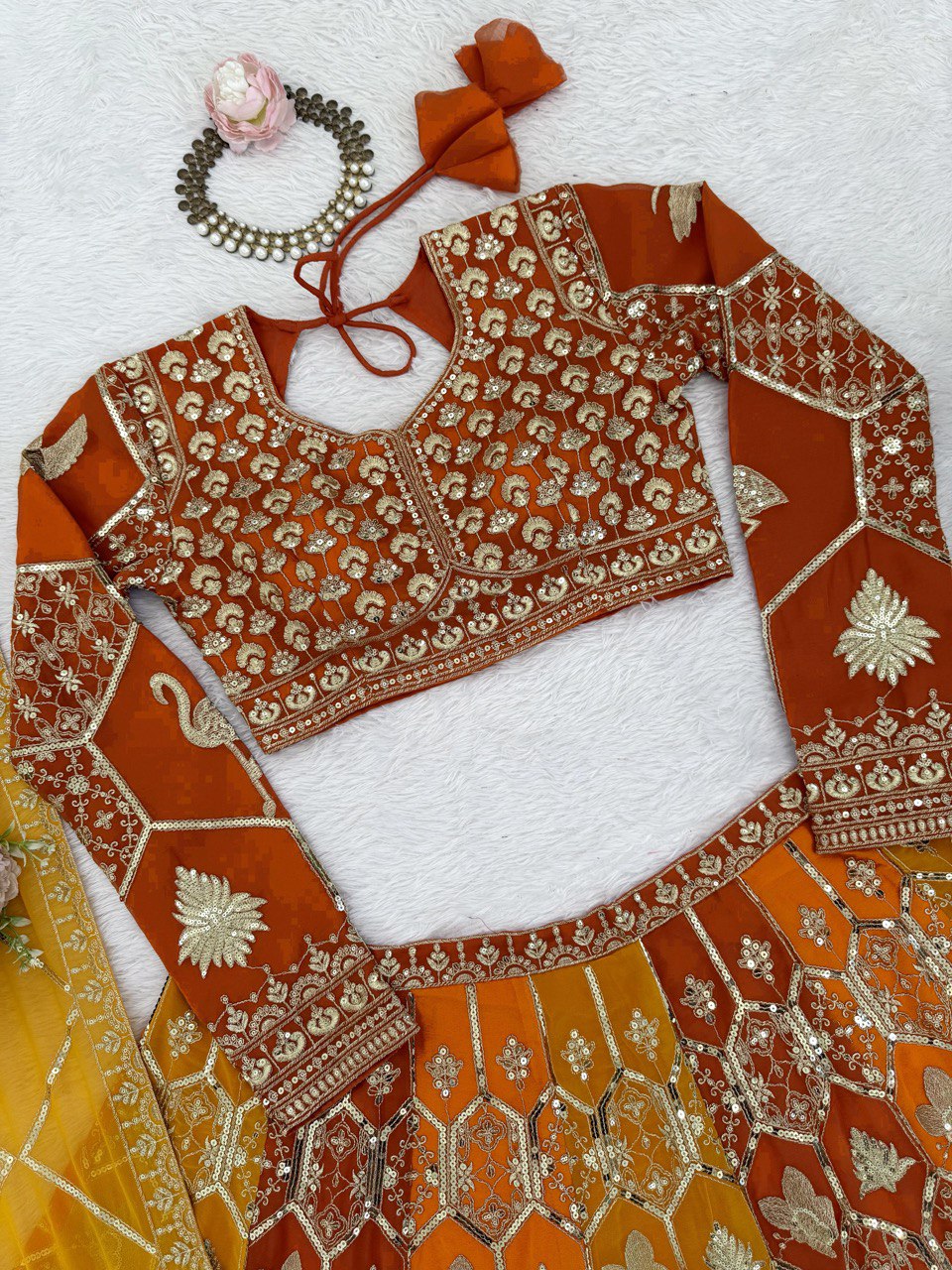 Weddings Wear Musatrd Georgette Designer Lehenga Choli Set