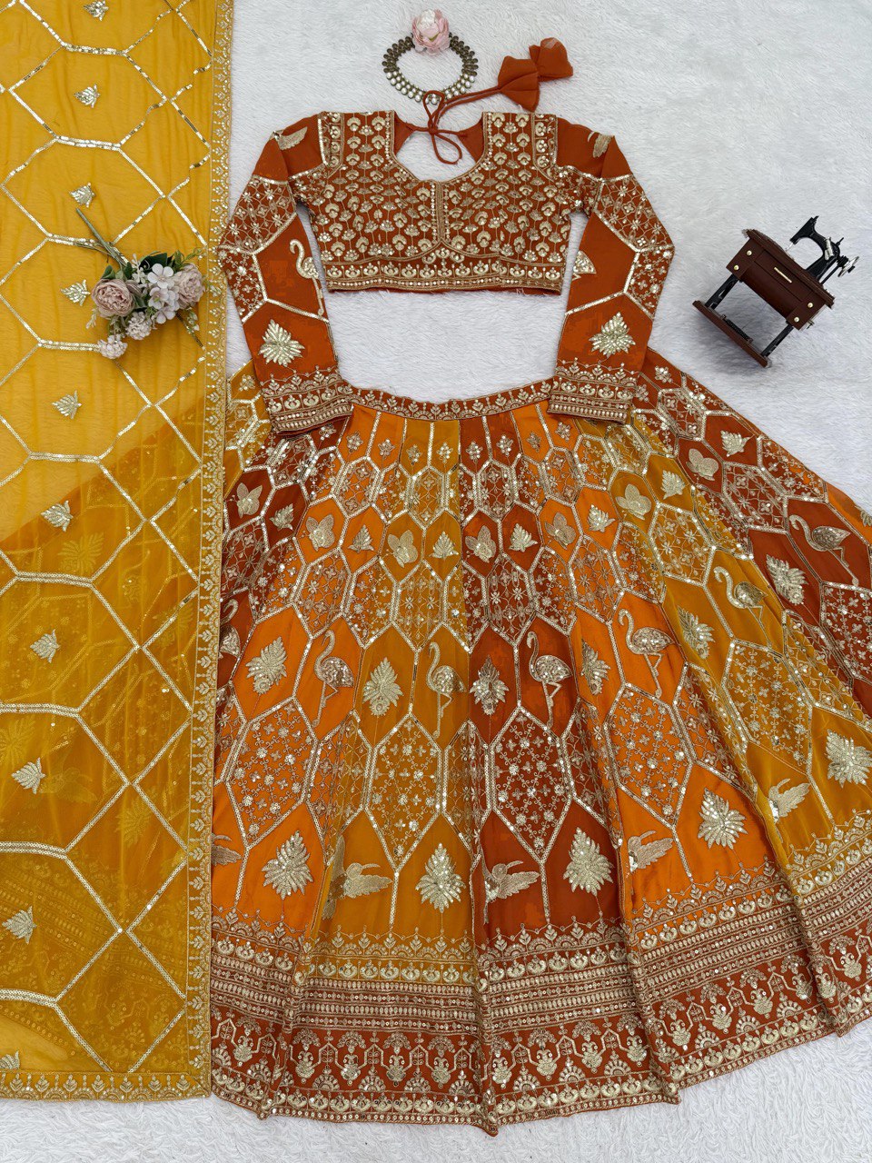 Weddings Wear Musatrd Georgette Designer Lehenga Choli Set