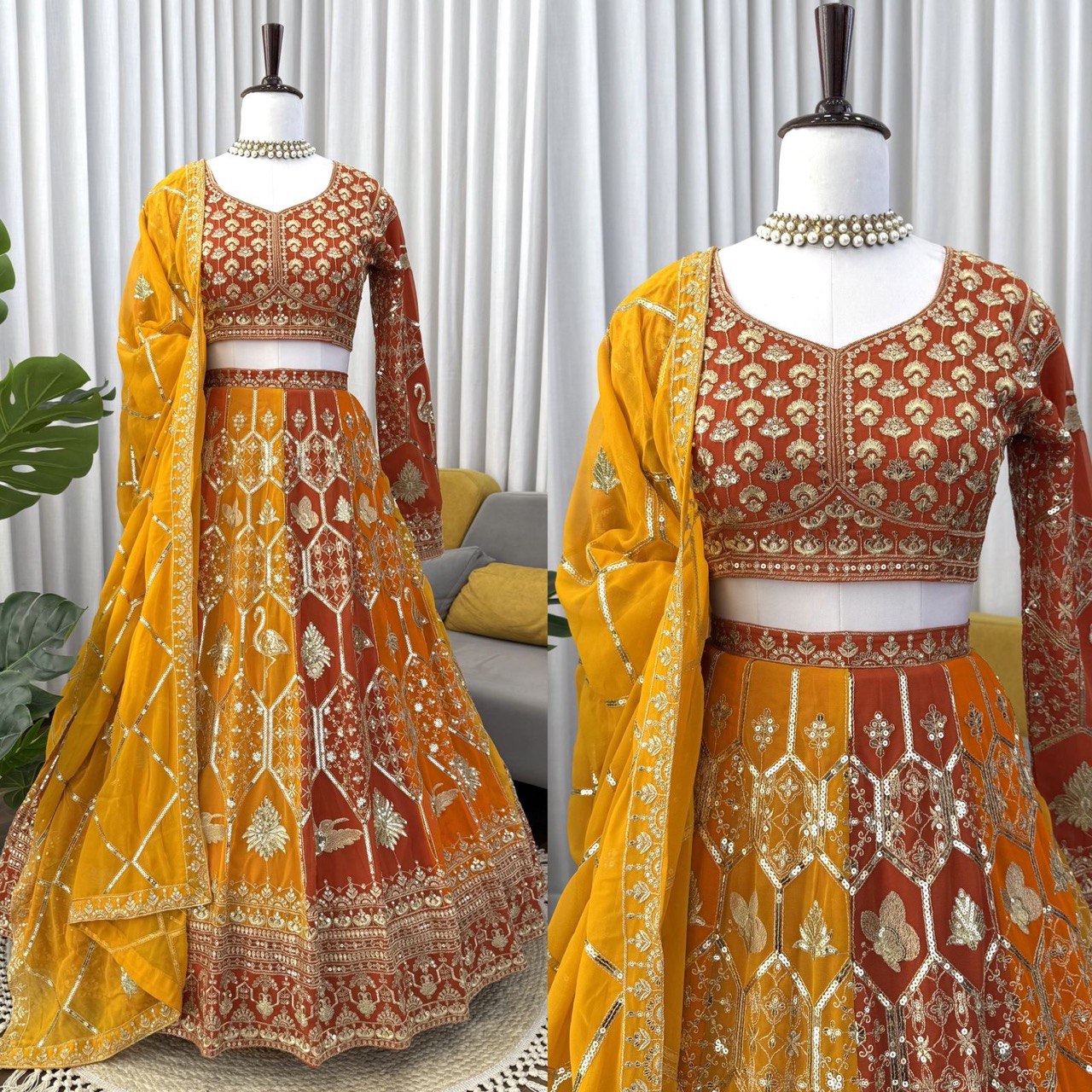 Weddings Wear Musatrd Georgette Designer Lehenga Choli Set