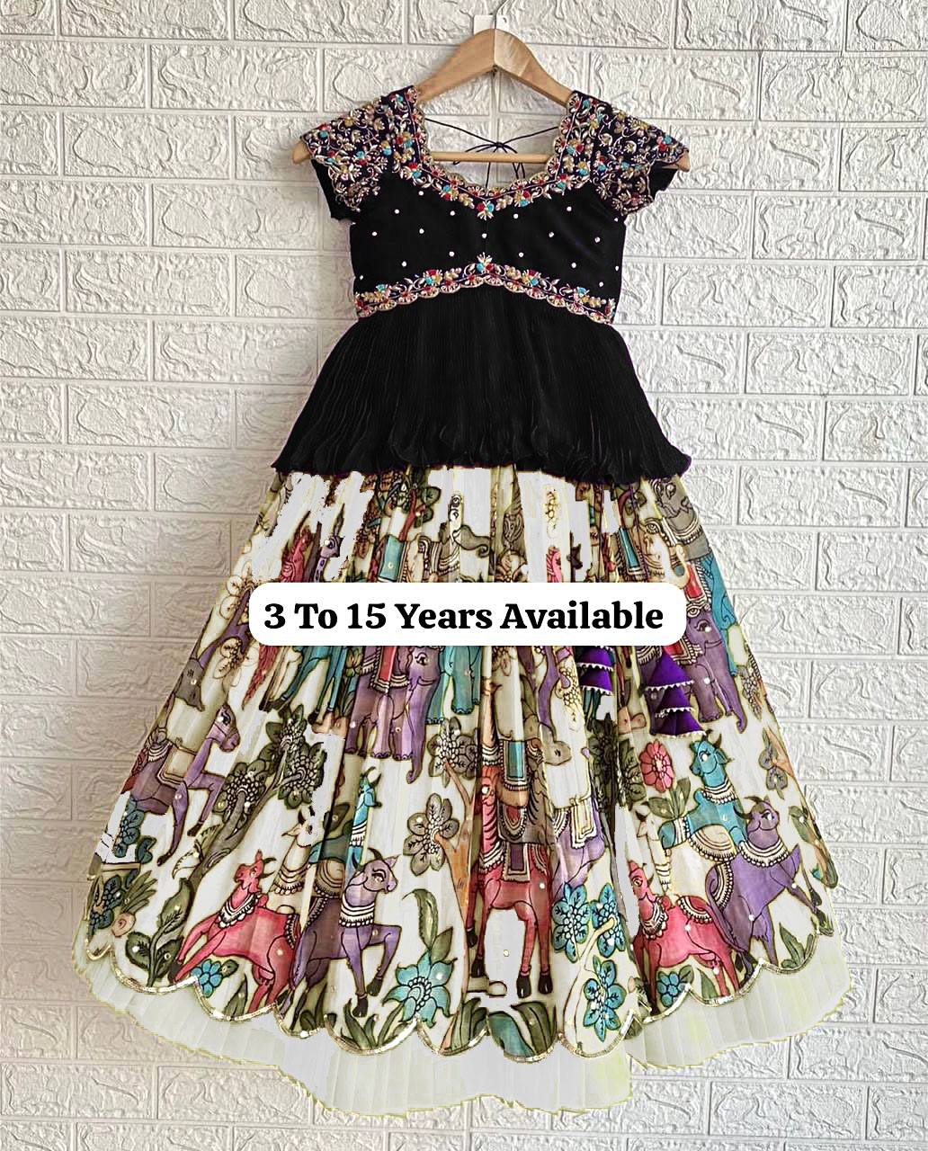 Designer Kediya Style White Color Kids Lehenga Choli Set
