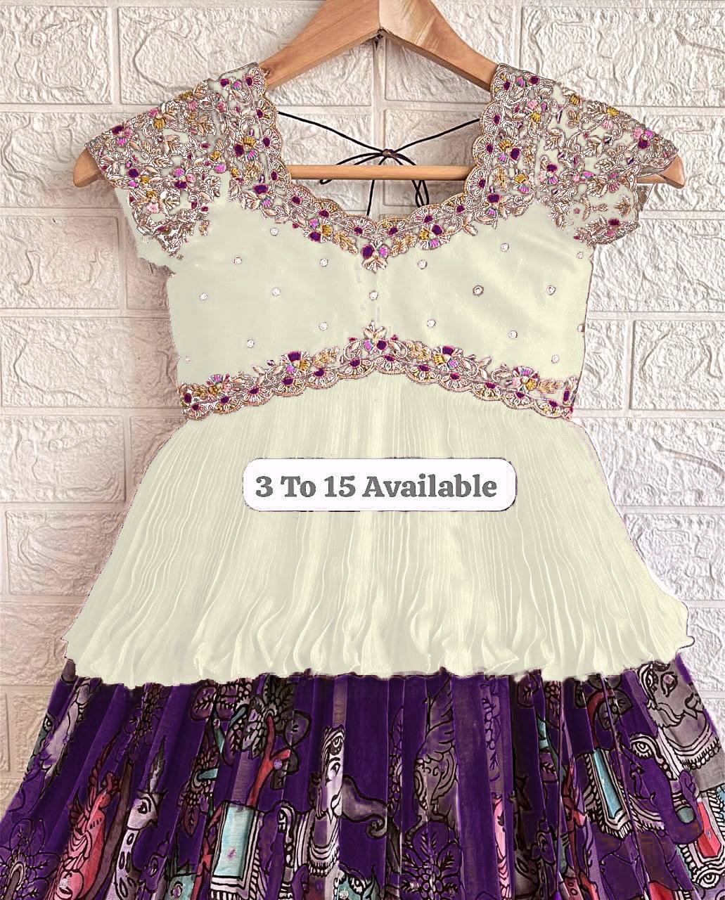 Designer Kediya Style Purple Color Kids Lehenga Choli Set