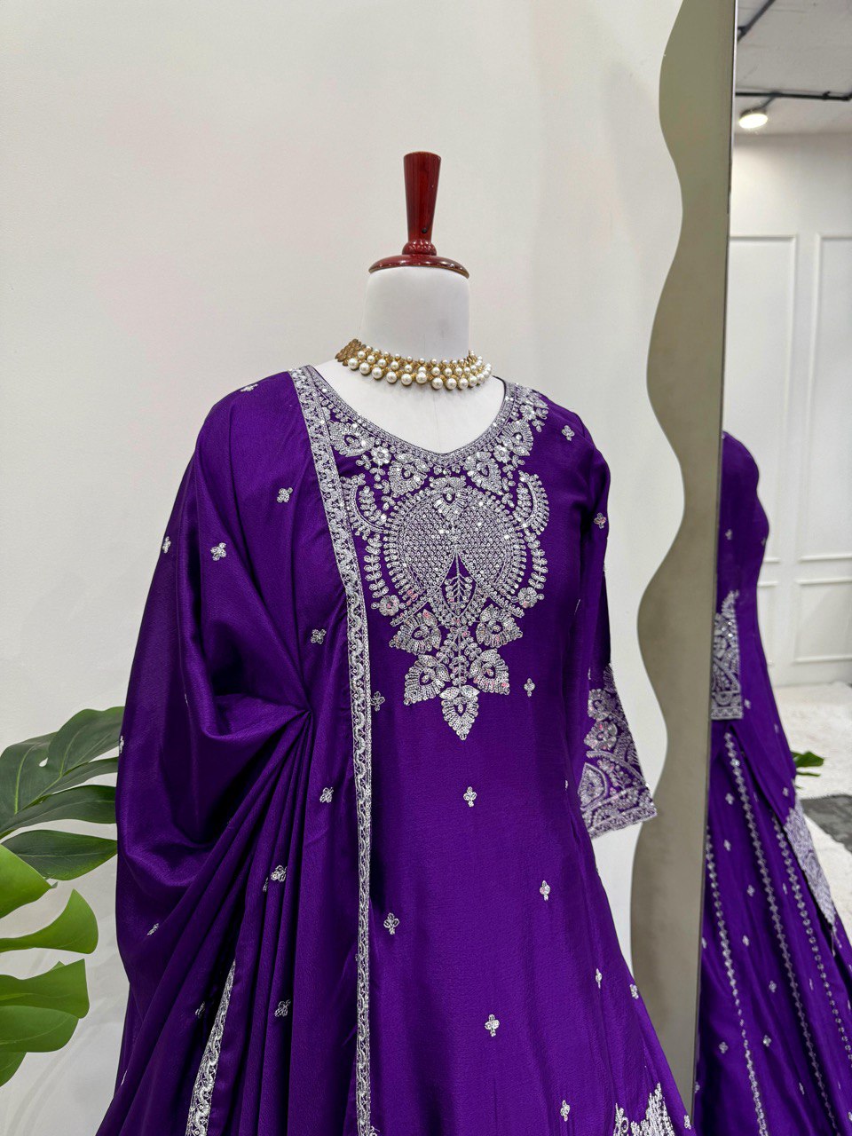 Gorgeous Purple Color Embroidered Designer Top With Lehenga