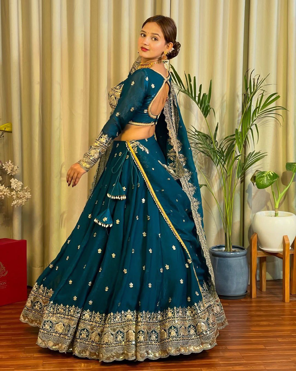 Ceremony Wear Navy Blue Color Jimmy Choo And Thread With Sequence Work Lehenga Choli