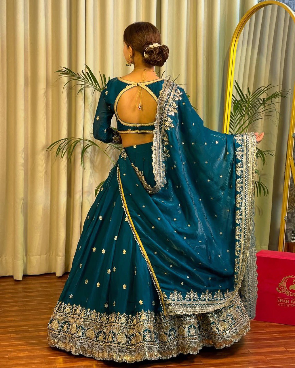 Ceremony Wear Navy Blue Color Jimmy Choo And Thread With Sequence Work Lehenga Choli