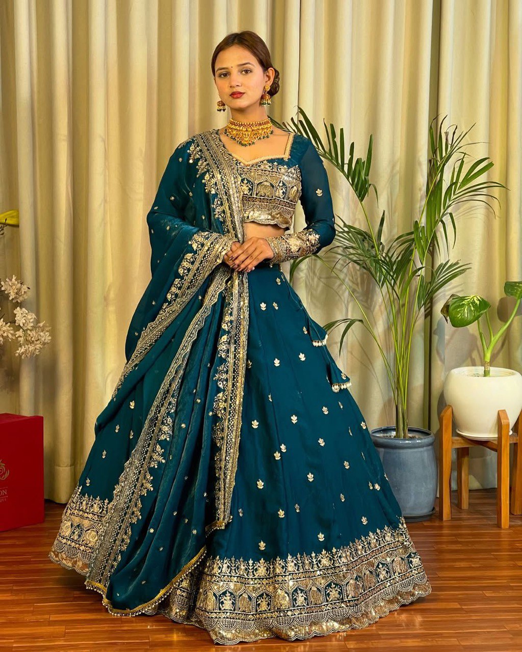 Ceremony Wear Navy Blue Color Jimmy Choo And Thread With Sequence Work Lehenga Choli