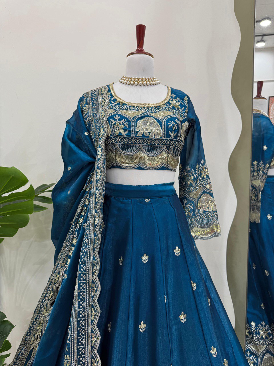 Ceremony Wear Navy Blue Color Jimmy Choo And Thread With Sequence Work Lehenga Choli