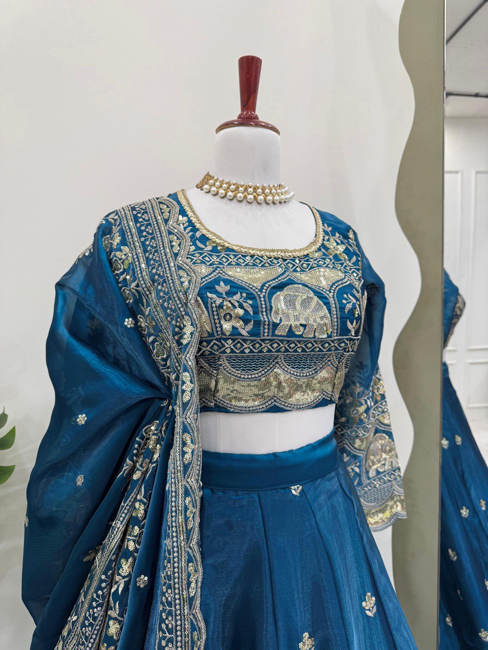 Ceremony Wear Navy Blue Color Jimmy Choo And Thread With Sequence Work Lehenga Choli