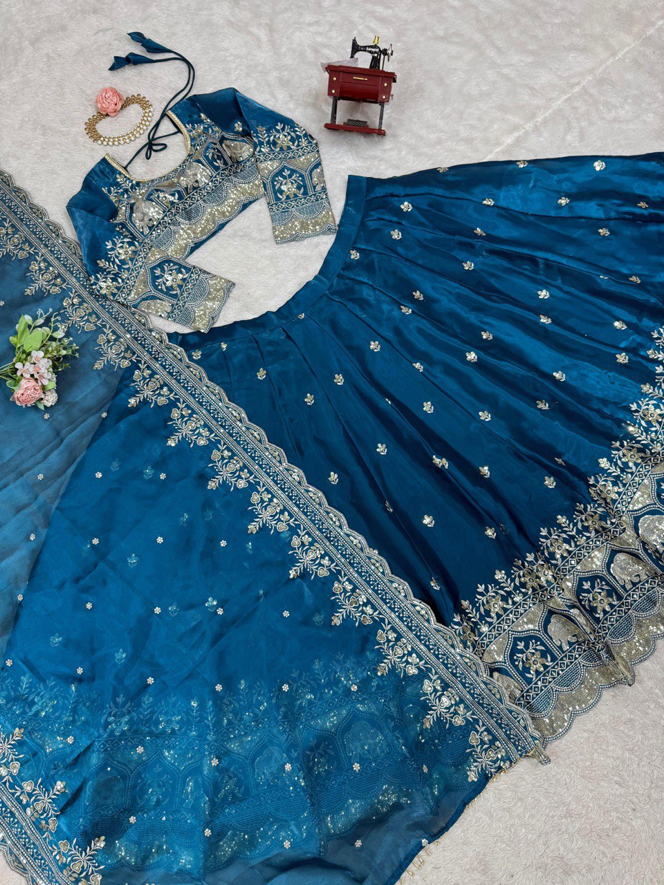 Ceremony Wear Navy Blue Color Jimmy Choo And Thread With Sequence Work Lehenga Choli