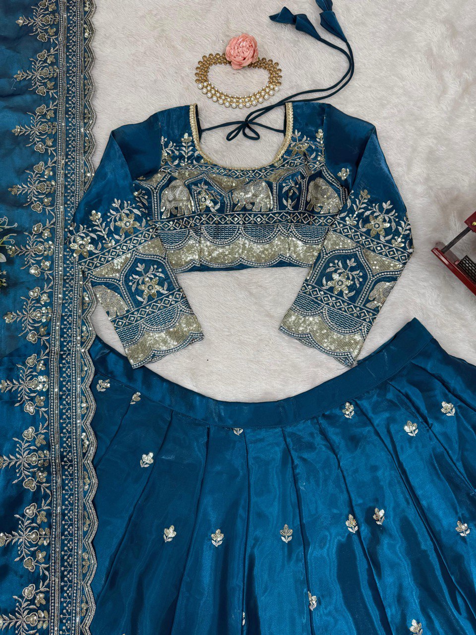 Ceremony Wear Navy Blue Color Jimmy Choo And Thread With Sequence Work Lehenga Choli