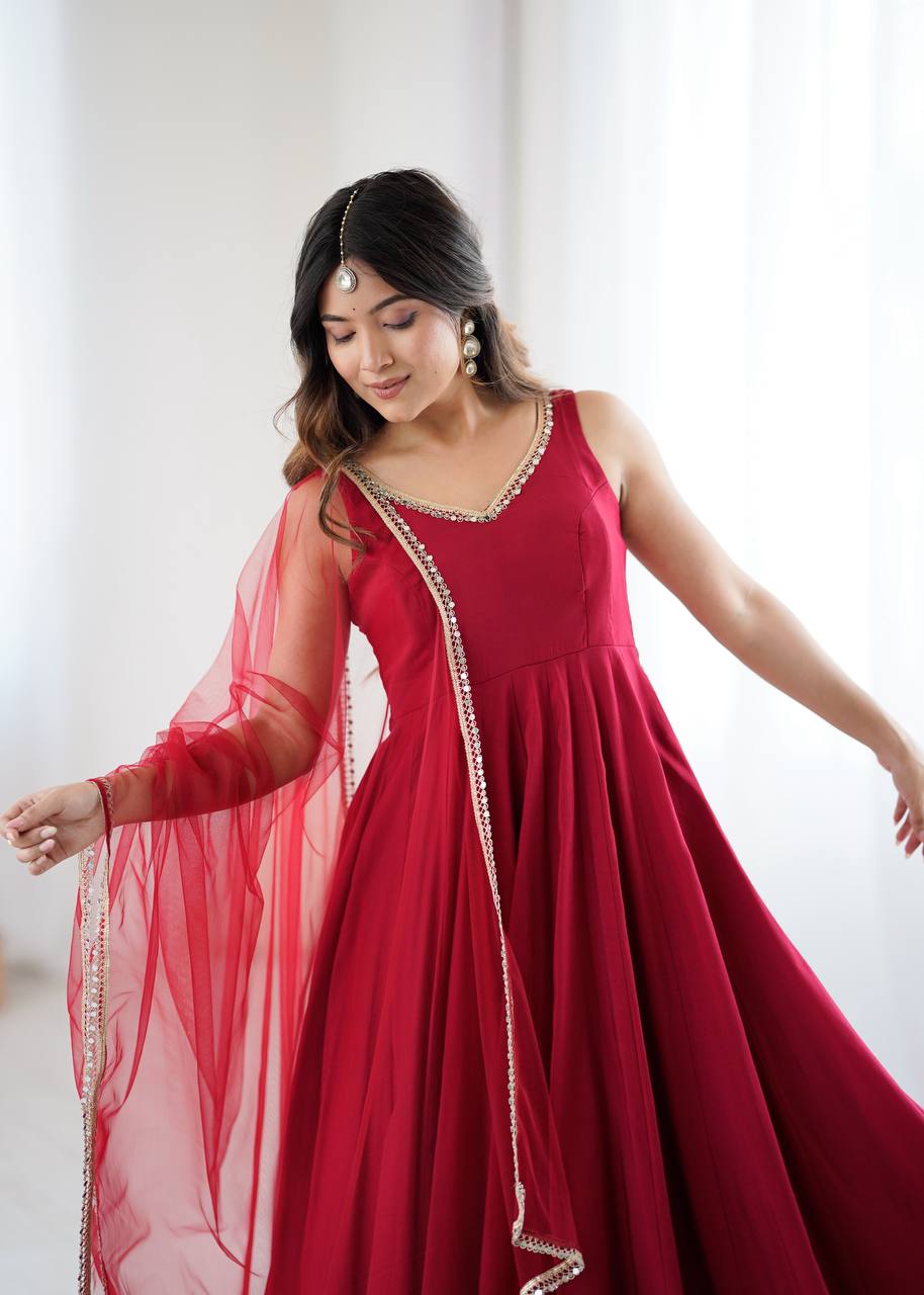 Designer Maroon Color Arti Chauhan Wear Anarkali Gown – Vastra Shop