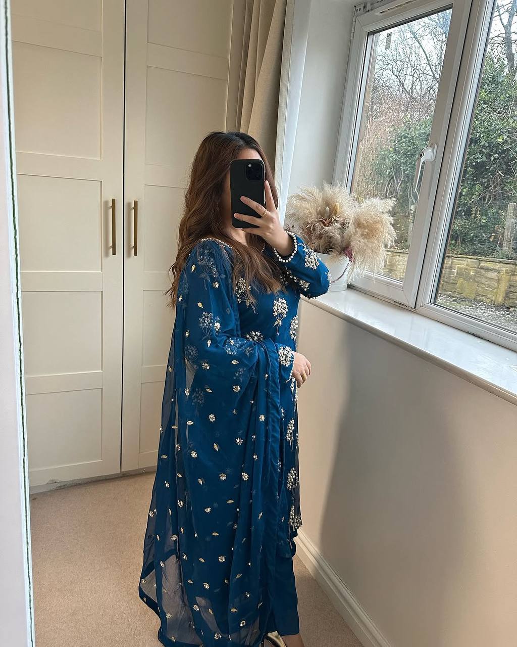 Beautiful Blue Color Heavy Chinon Fabric With Embroidery 5mm Sequence Work Salwar Suit