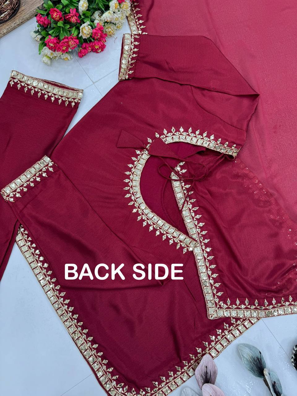 Occasion Wear Maroon Color Heavy Chinon Embroidered Sequence Work Salwar Suit