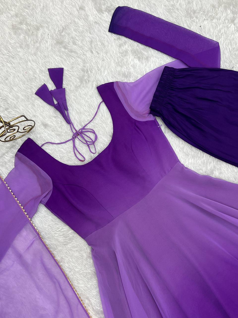 Party Wear Purple Color Heavy Pure Soft Faux Georgette Designer Anarkali Gown