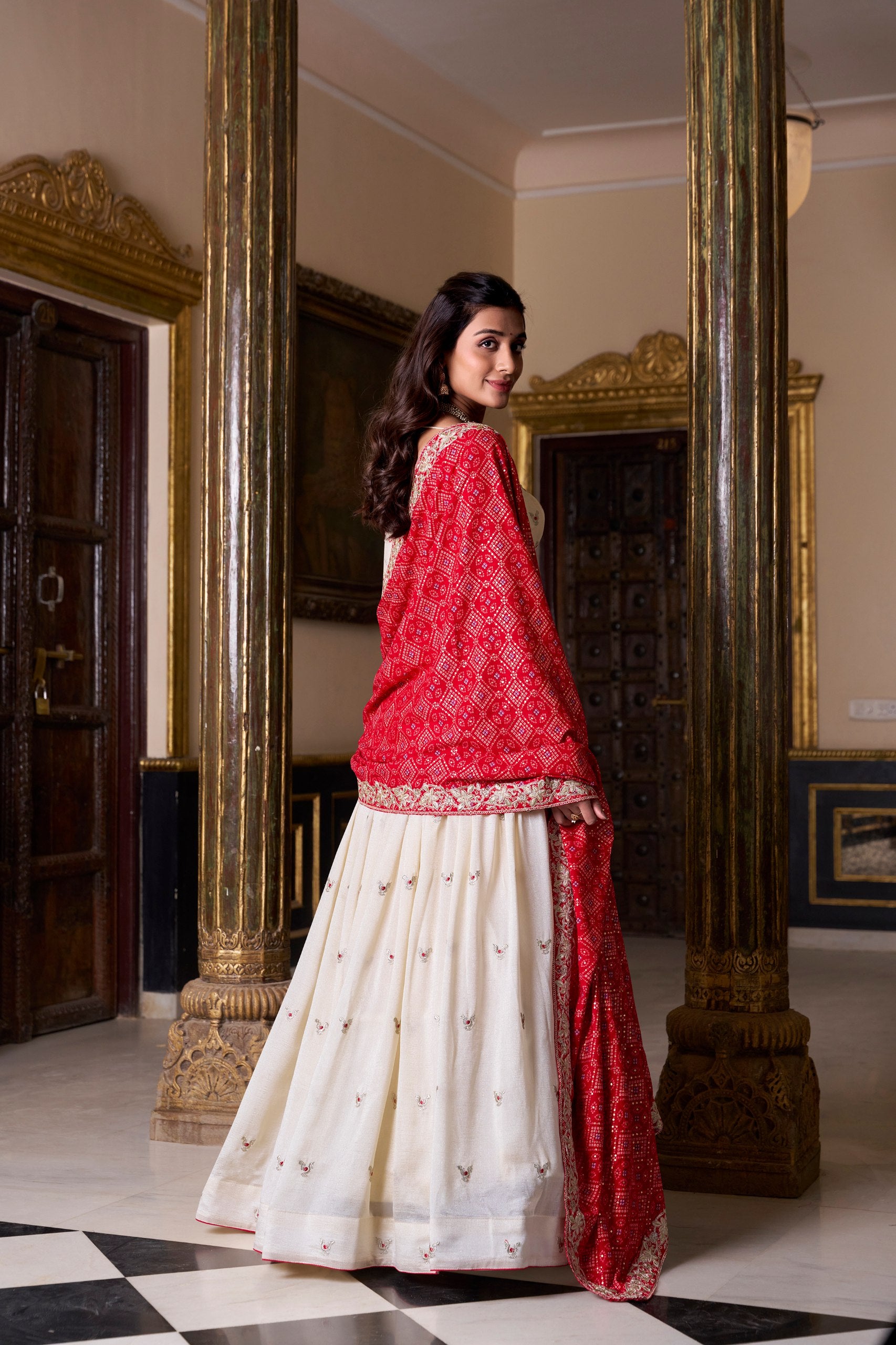 Bridal Wear Off White Color Vichitra Silk Sequins And Thread Embroidery Work Lehenga Choli