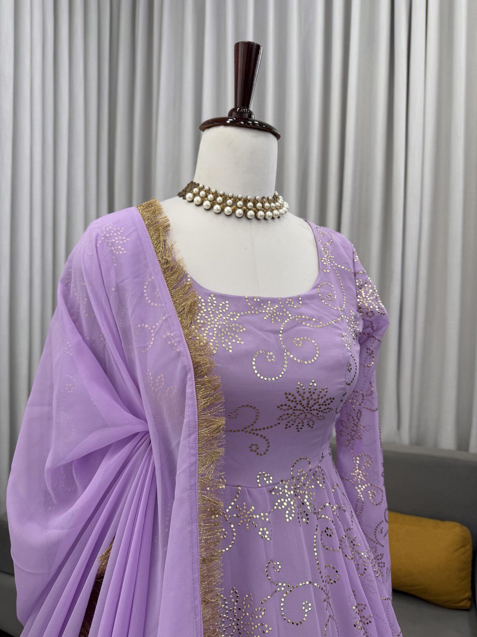 Gorgeous Lavender Color Fully Flair Designer Gown