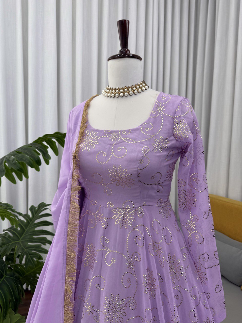 Gorgeous Lavender Color Fully Flair Designer Gown