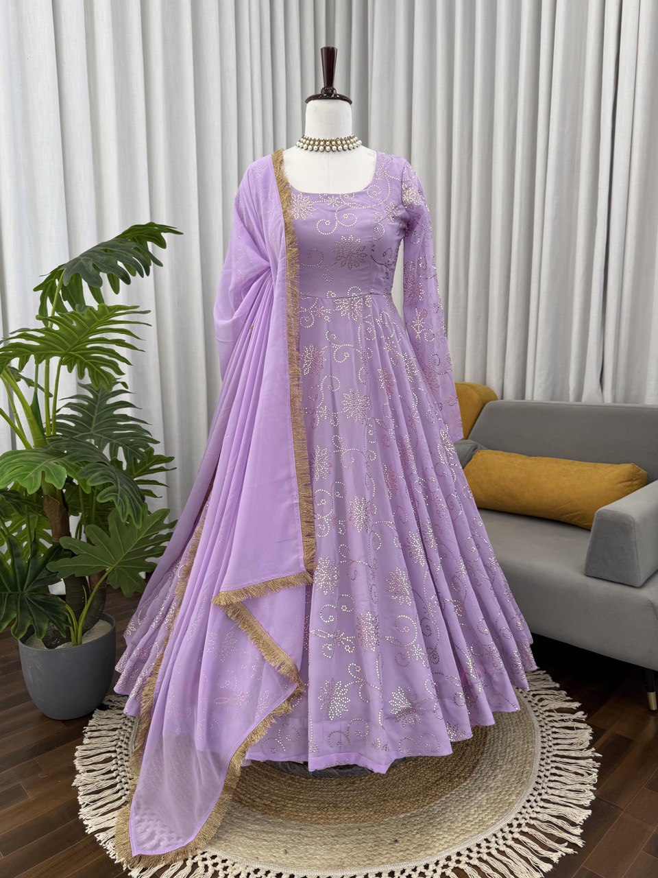 Gorgeous Lavender Color Fully Flair Designer Gown
