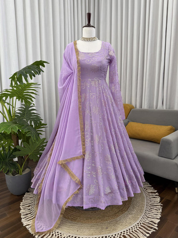 Gorgeous Lavender Color Fully Flair Designer Gown