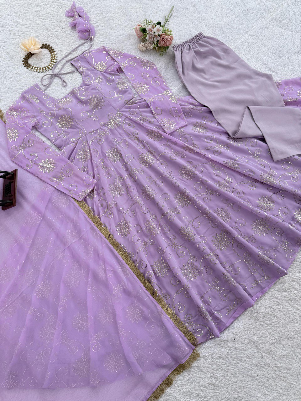 Gorgeous Lavender Color Fully Flair Designer Gown