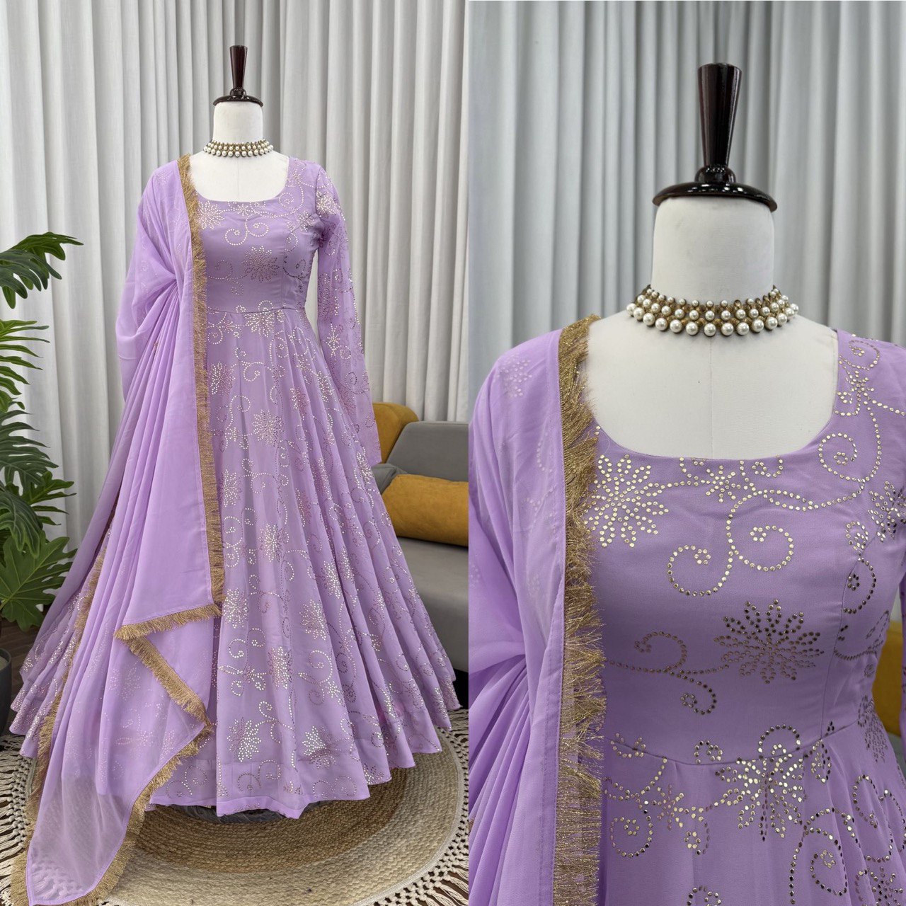 Gorgeous Lavender Color Fully Flair Designer Gown