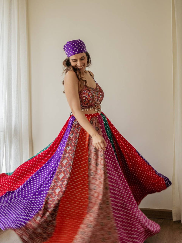 Navratri Wear Multi Color Georgette Lehenga Choli Set