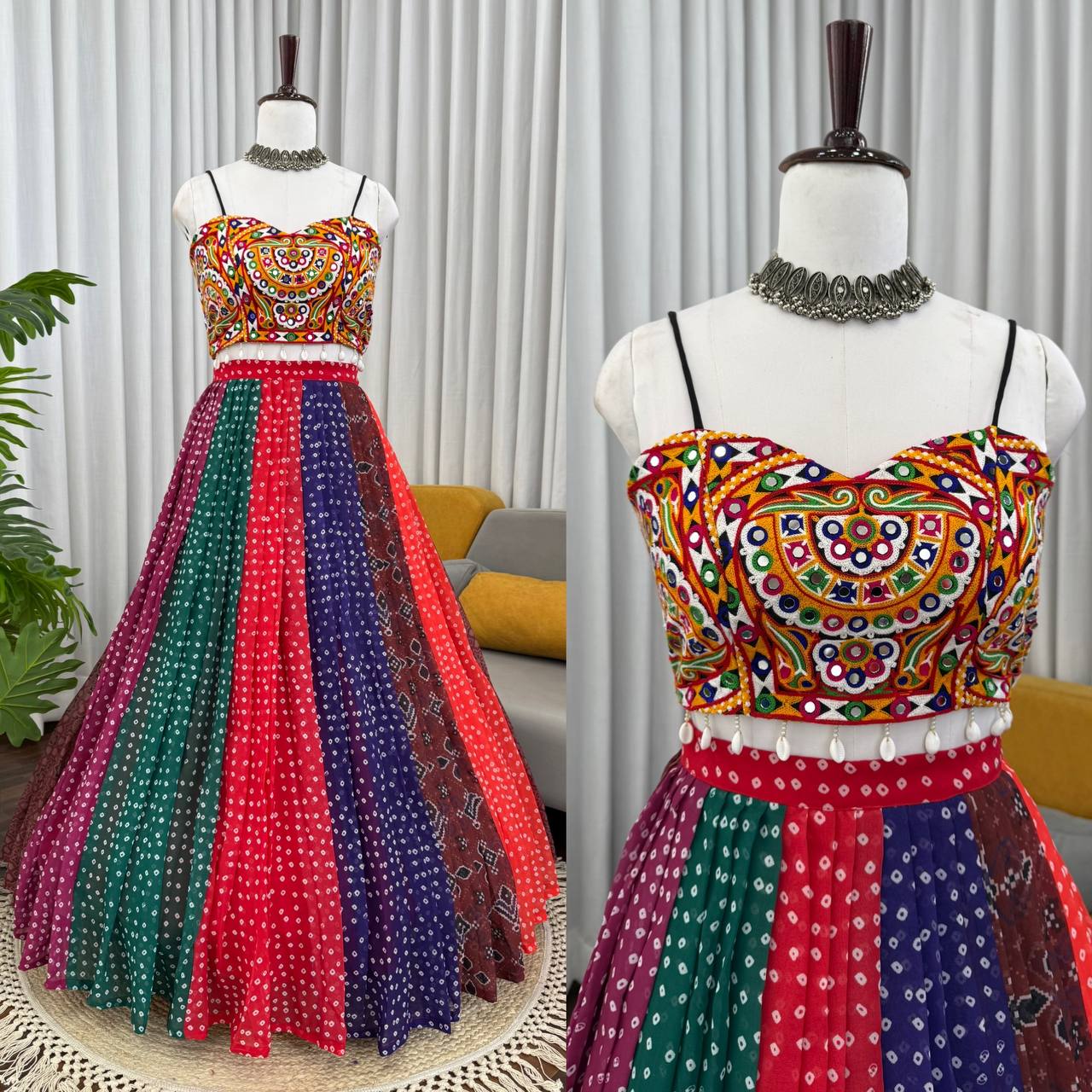 Navratri Wear Multi Color Georgette Lehenga Choli Set