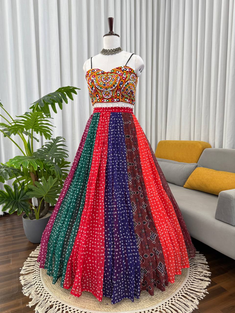 Navratri Wear Multi Color Georgette Lehenga Choli Set