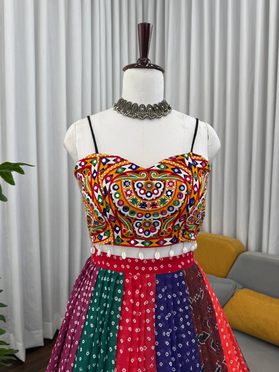 Navratri Wear Multi Color Georgette Lehenga Choli Set