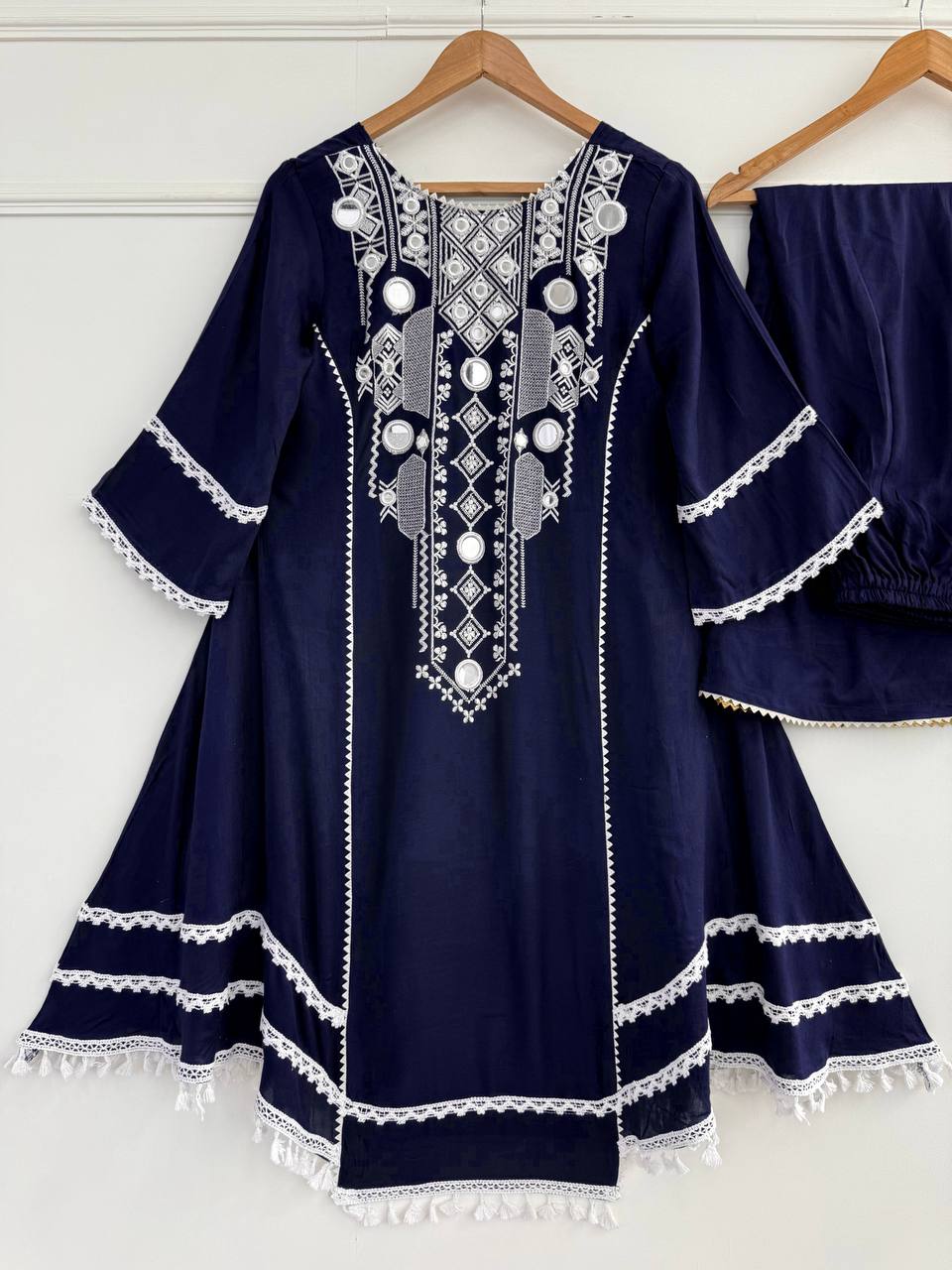 Navy Blue Color Pure Cotton Designer CO-Ord Set