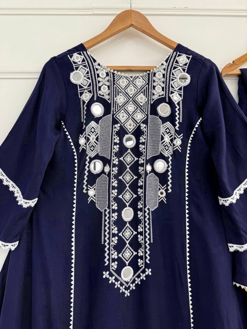Navy Blue Color Pure Cotton Designer CO-Ord Set